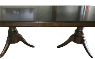 Sheraton Style Parquetry Double Pedestal Table
