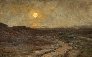Sientje Mesdag-van Houten (1834-1909) , Stemmig avondgezicht van duinen en zee
