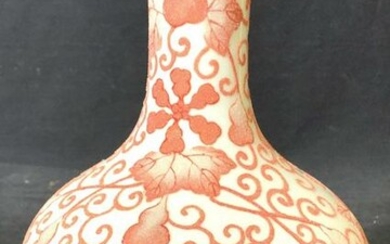 Signed Asian Porcelain Centerpiece Vase Vessel