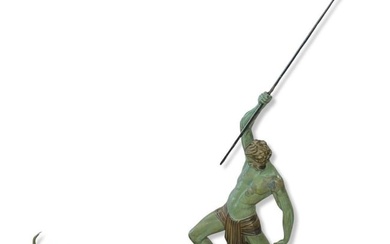 Signed Demetre H. Chiparus (1886-1947) Art Deco Style Sculpture The Hunter with Lion or Panther