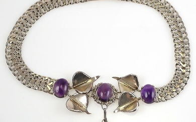 Signed FARFAN Sterling Mexican Amethyst Necklace