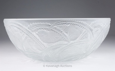 Signed Lalique Frosted Crystal Pinsons Bowl 1950s