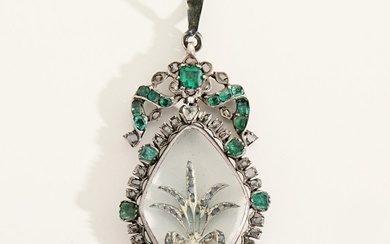 Silver - Pendant Diamond - Diamonds, Emeralds