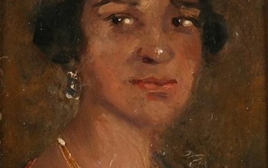 Simon Maris. 1873 - 1935. Black lady with jewelry. Oil
