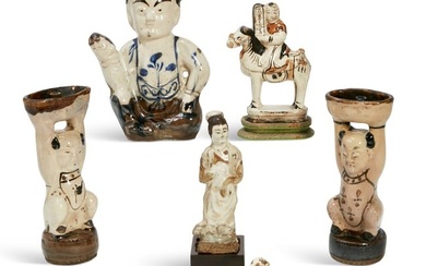 Six Chinese Cizhou glazed ceramic figures