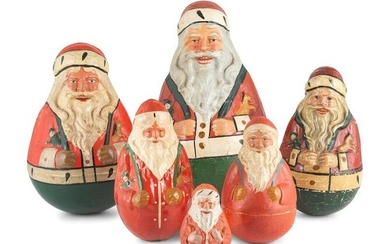 Six "Rolly Polly" Santa Figures