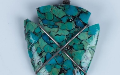 Southwestern Carved Turquoise Arrow Head Pendant