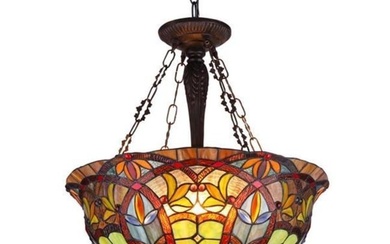 Stained Glass Inverted Ceiling Pendant Light