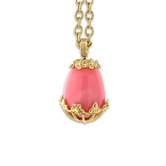 Stambolian Peruvian Pink Opal Egg Pendant Necklace
