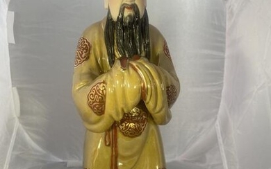 Stamped Vintage Light Brown/Beige Porcelain Chinese Man