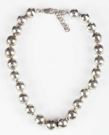 Sterling Silver Hammered Ball Bead Necklace