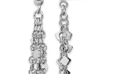 Sterling Silver Rhodium-plated Post Dangle Earrings - 40 mm