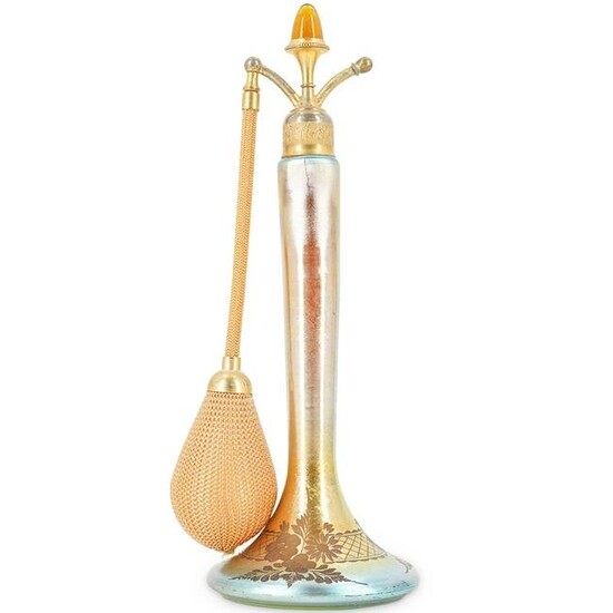 Steuben De Vilbiss Gold Aurene Engraved Perfume Bottle