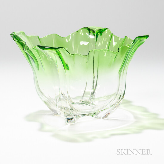 Steuben Grotesque Green Glass Bowl