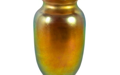 Steuben Style Gold Aurene Iridescent Glass Vase