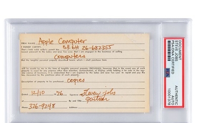 Steve Jobs 1976 Document Signed