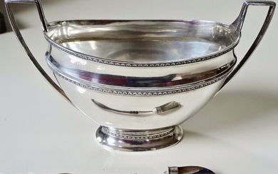 Sugar bowl, Large sugar bowl in Empire style with sugar scoop - .833 silver - J.M. van Kempen & Zonen - Netherlands - 1835-1919
