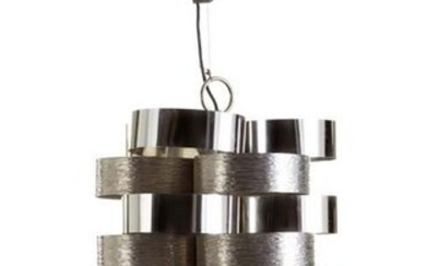 Suspension lamp with rings in smooth and corrugated