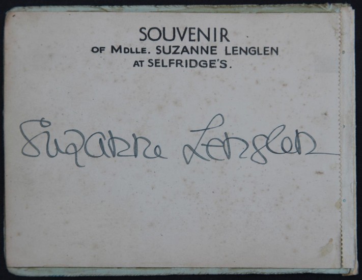 Suzanne Lenglen personally signed Selfridges Souvenir with i...