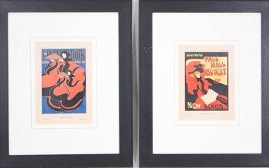 TWO ART NOUVEAU STYLE PRINTS OF POSTERS, "THE CHAP-BOOK, THE THANKSGIVING" and "PALL MALL BUDGET"