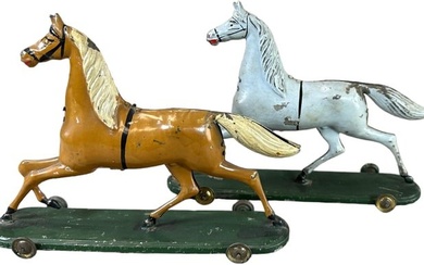 TWO EARLY GERMAN TINPLATE HORSES