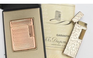 TWO LIGHTERS, to include a boxed gold plated 'S.T.Dupont' en...