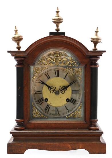 (-), Table clock in walnut case with metal...