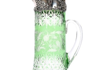 Tankard, ABCG, Green Cut To Clear, Sterling Spout