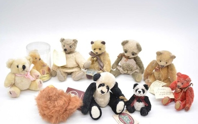 Ten Small artist and other teddy bears including Memory Lain Bears etc