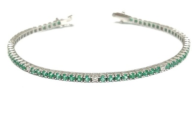 Tennis bracelet White gold Emerald - Diamond