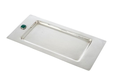 The Kalo Shop rectangular tray mounted with an applied stone 9"w x 4 7/16"d x 3/16"h