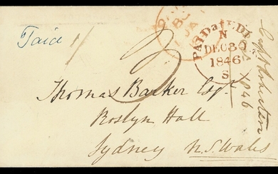 The Toulmin Packet Service U.K. to Australia Voyage 36 1846 (30 Dec.) envelope from Edinburgh t...