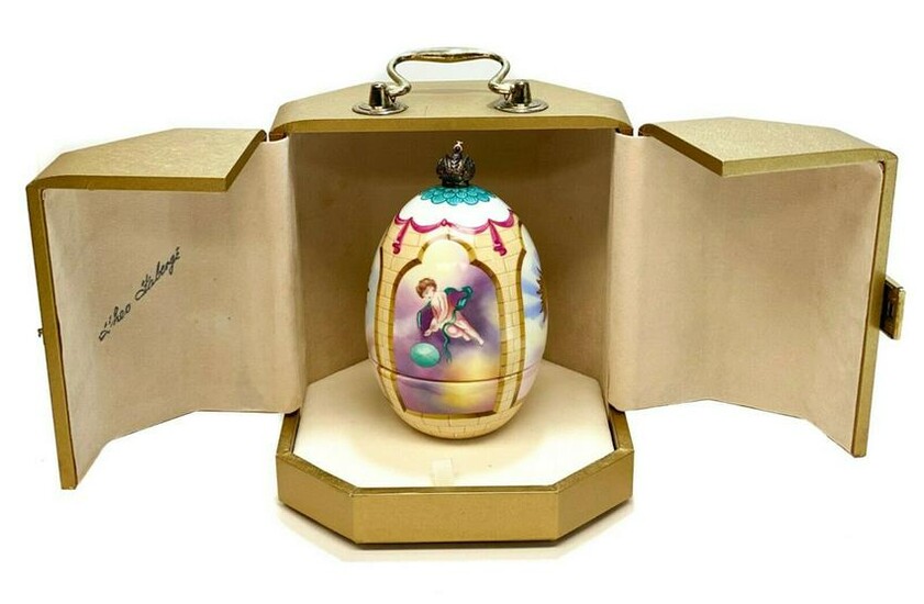 Theo Faberge Porcelain Sterling Silver Phoenix Egg #115