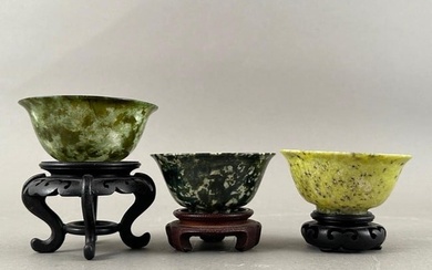 Three Chinese Hardstone Bowls