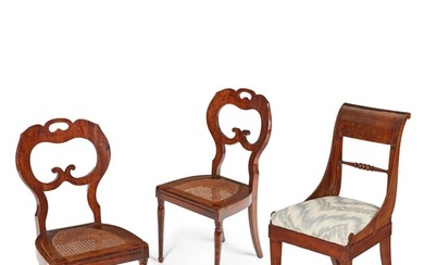 Three Continental walnut side chairs