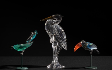 Three Swarovski Crystal Birds