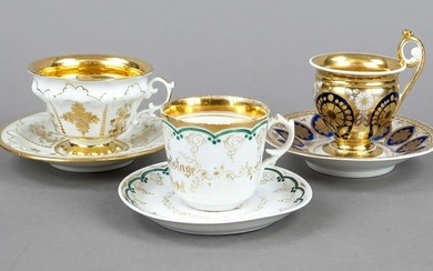 Three cups with saucer, 19th cen