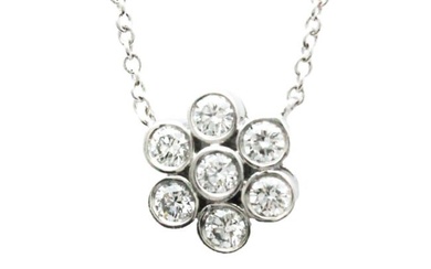Tiffany Garden Flower Platinum Diamond Men Women Fashion Pendant (Silver)