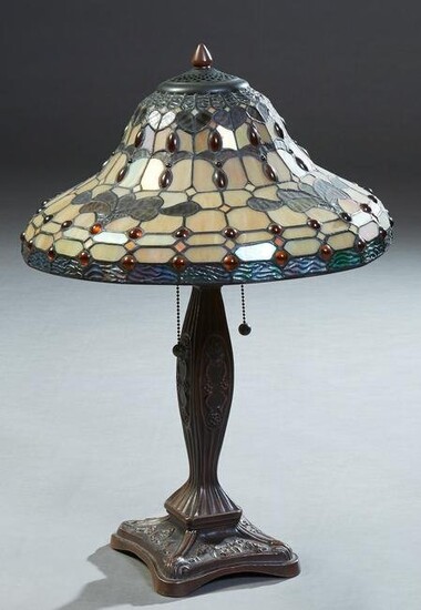 Tiffany Style Table Leaded Glass Lamp, late 19th c.