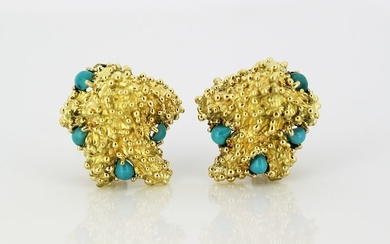 Tiffany & Co - 18 kt. Yellow gold - Earrings - Turquoises