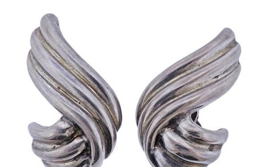 Tiffany & Co Sterling Silver Wing Motif Earrings
