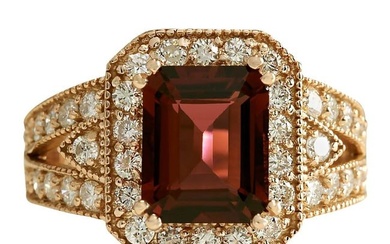 Tourmaline 14K Rose Gold Diamond Ring