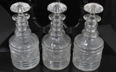 Trio cut glass decanters