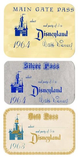 Trio of 1960s Unused Disneyland Gate Passes. Includes