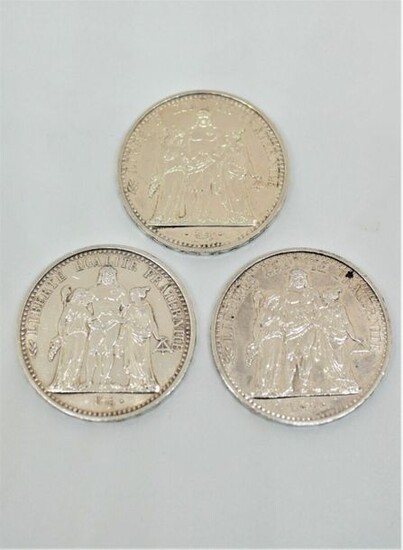 Trois pièces de 10 Francs Argent : 1965 (DUPRE),... - Lot 0 - Euvrard & Fabre