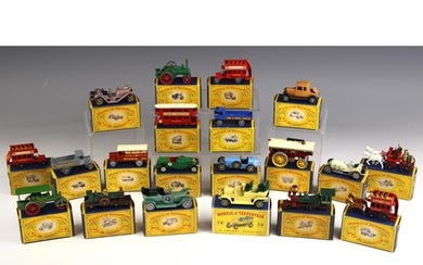 Twenty Lesney die-cast model vehicles from the Models Of Yes...