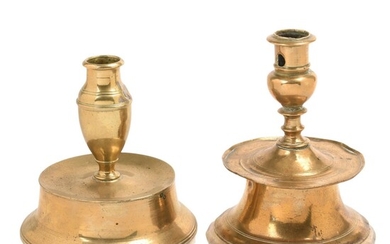 Two 17th Century Continental Brass Candlesticks.