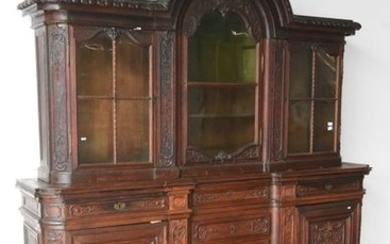 Two 18th century Liège carved oak bodies, glass...