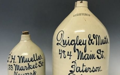 Two Antique Stoneware Advertising Jugs, (2pc)