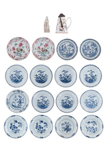 Two Chinese famille rose export porcelain dishes, decorated with a...